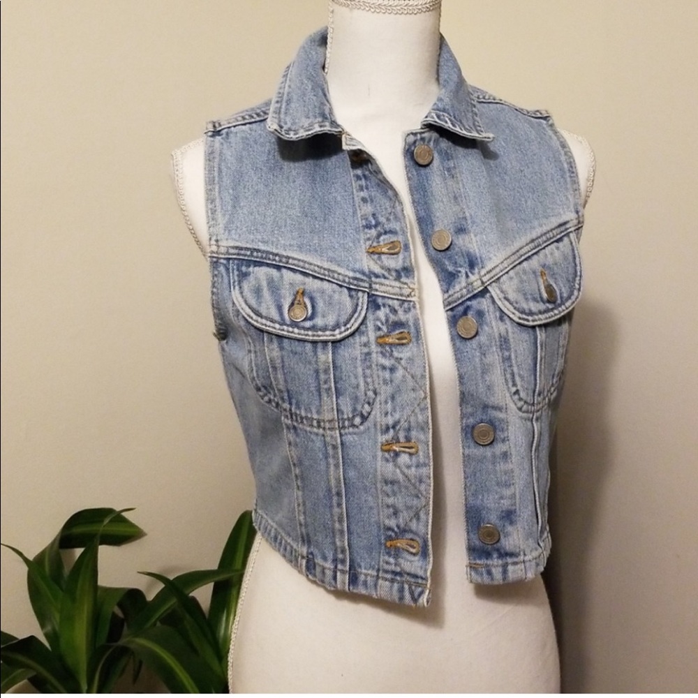 Vintage Banana Republic light was Jean Jacket vest USA made